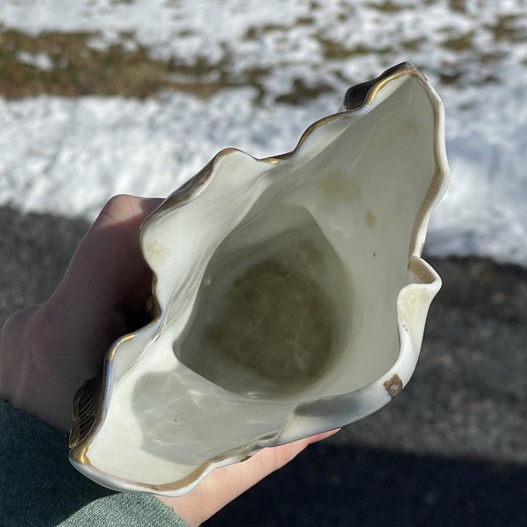 PAIR of Antique Victorian Blue Gilt Porcelain Leaves Vase Art Nouveau Mantel - Picture 16 of 16